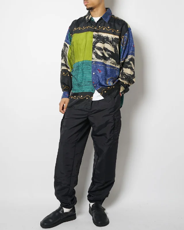 Silk Shirts Long Sleeve Patterned Trendy Tie-Front Short Shirt