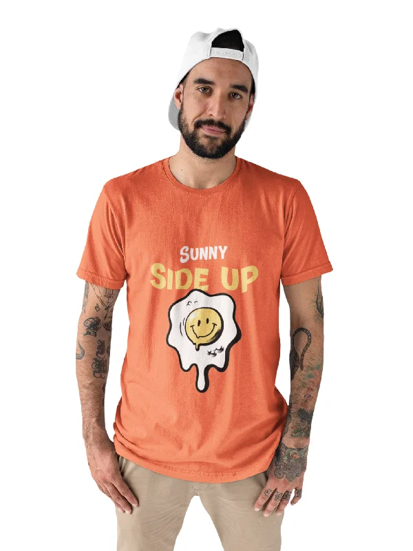 Sunny sideup Printed Tshirt by UQ(Sunset) Elegant Draped Short Sleeve