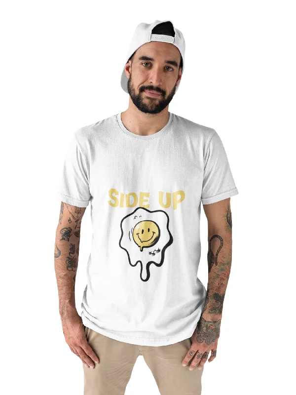 Sunny sideup Printed Tshirt by UQ(White) Fashionable Short Sleeve Shirt