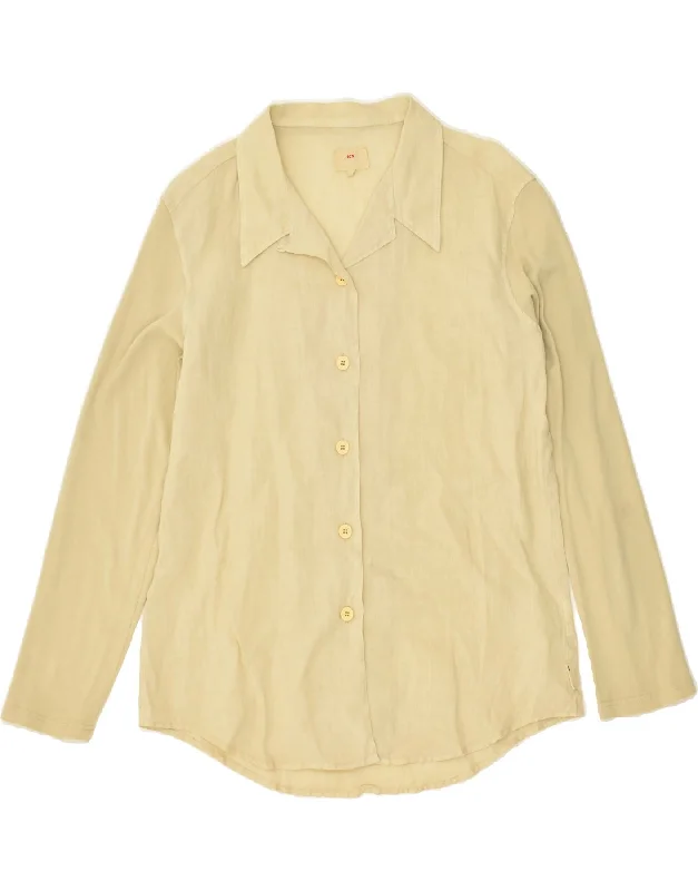 SUPERGA Womens Shirt IT 46 Large Beige Flax Classic Basic Short Shirt