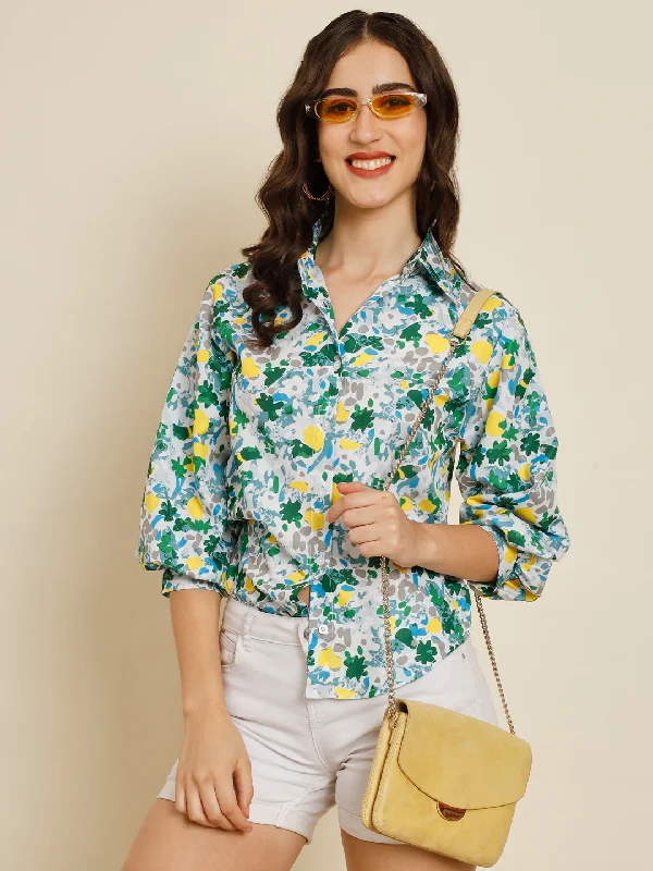 TANDUL Women Printed Casual Multicolor Shirt Comfortable Fit Short Shirt