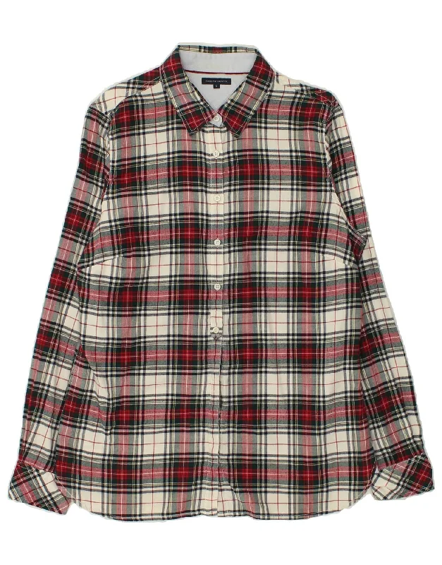 TOMMY HILFIGER Womens Shirt US 12 Large Multicoloured Check Cotton Soft Cotton Short Tee TOMMY HILFIGER Womens Shirt US 12 Large Multicoloured Check Cotton Soft Cotton Short Tee