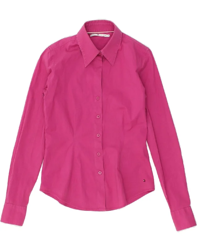 TOMMY HILFIGER Womens Shirt US 6 Medium Pink Cotton Comfortable Summer Short Shirt