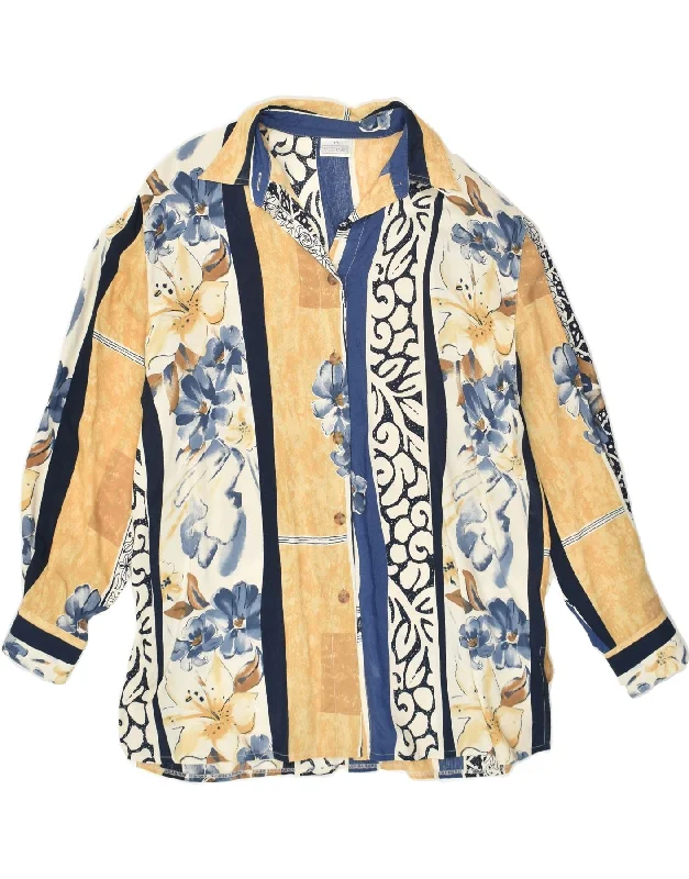VERSE Womens Shirt Blouse EU 44 XL Beige Floral Viscose Casual Button-Down Short Shirt VERSE Womens Shirt Blouse EU 44 XL Beige Floral Viscose Casual Button-Down Short Shirt