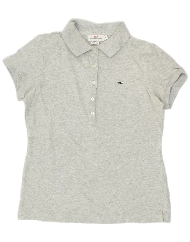 VINEYARD VINES Womens Polo Shirt UK 6 XS Grey Cotton Classic Short Sleeve Tunic