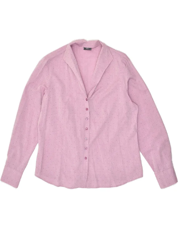 VINTAGE Womens Shirt Blouse EU 42 Large Pink Polka Dot Cotton Trendy Turtleneck Short Shirt VINTAGE Womens Shirt Blouse EU 42 Large Pink Polka Dot Cotton Trendy Turtleneck Short Shirt