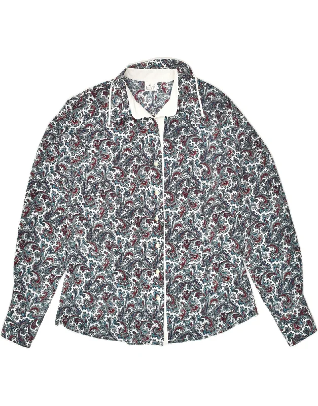 VINTAGE Womens Shirt IT 42 Medium Multicoloured Paisley Viscose Casual Loose Short Sleeve VINTAGE Womens Shirt IT 42 Medium Multicoloured Paisley Viscose Casual Loose Short Sleeve