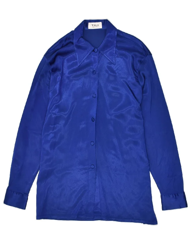 VINTAGE Womens Shirt IT 48 XL Blue Acetate Relaxed Cotton Short Shirt