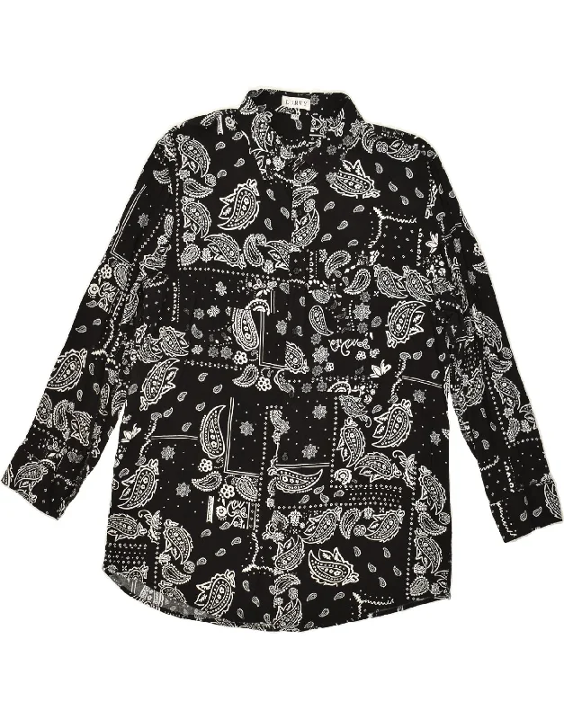VINTAGE Womens Shirt UK 20 2XL Black Paisley Cotton Trendy Button-Front Short Sleeve VINTAGE Womens Shirt UK 20 2XL Black Paisley Cotton Trendy Button-Front Short Sleeve
