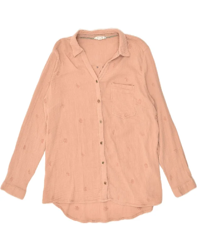 WHITE STUFF Womens Shirt UK 20 2XL Beige Spotted Cotton Cozy Plain Short Sleeve