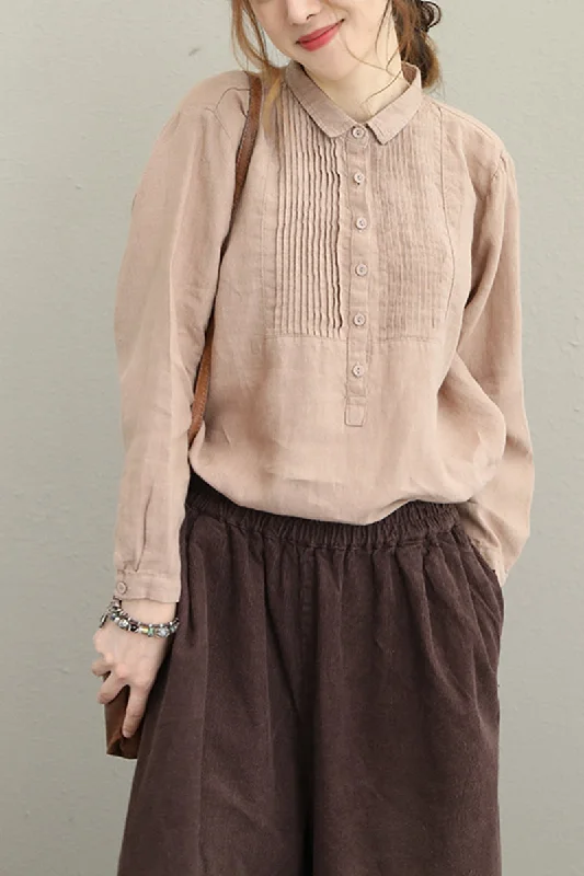Women Casual Cotton Linen Shirt Fashion Tops For Fall Q1627 Relaxed Fit Short Sleeve Top Women Casual Cotton Linen Shirt Fashion Tops For Fall Q1627 Relaxed Fit Short Sleeve Top