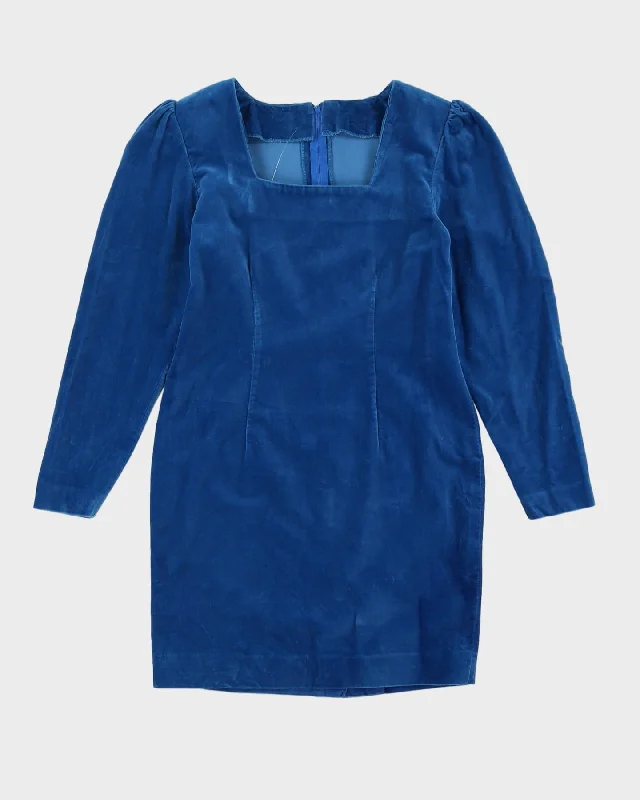 00s Blue Velvet Mini Dress - S Stylish Summer Mini Dress