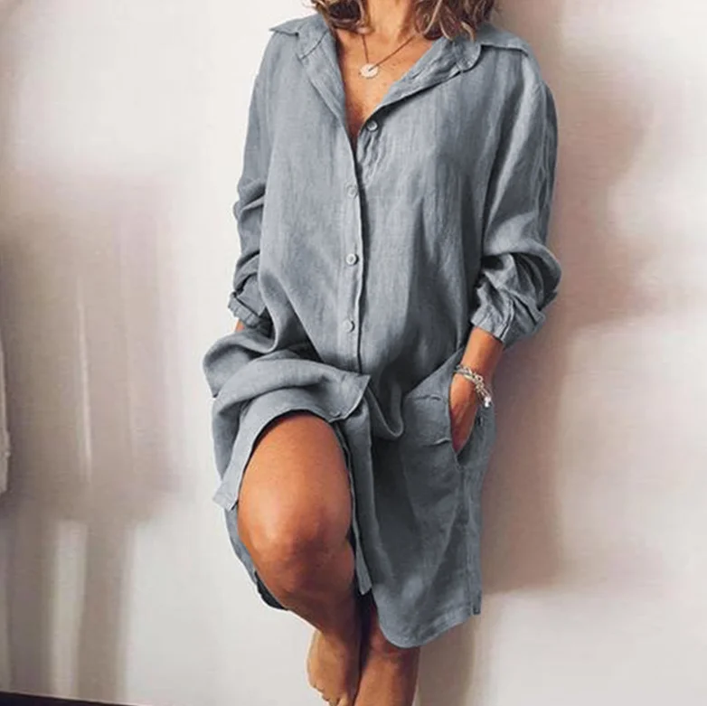 Loose Mid Length Shirts Women Dress Cover-ups Tunics For Mini Dress Fashionable Denim Mini Dress Loose Mid Length Shirts Women Dress Cover-ups Tunics For Mini Dress Fashionable Denim Mini Dress