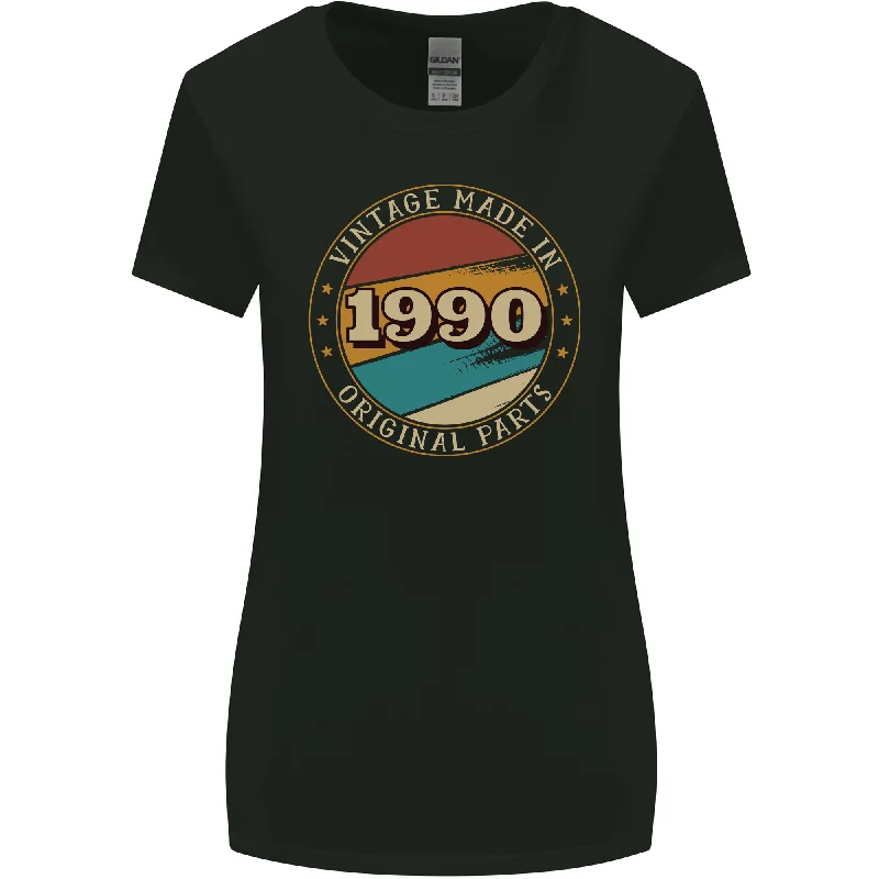 33rd Birthday  Vintage Made In 1990 Womens Wider Cut T-Shirt Solid Print Embellished