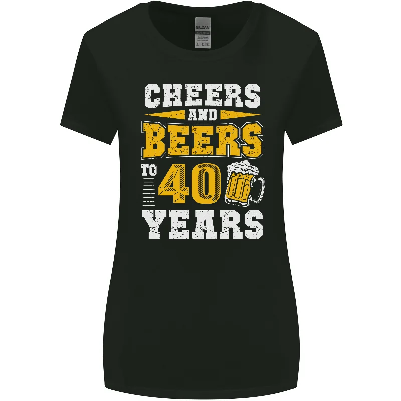 40th Birthday 40 Year Old Funny Alcohol Womens Wider Cut T-Shirt Ribbed Striped Patterned