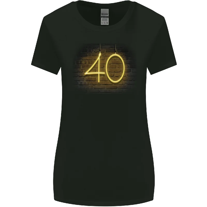 40th Birthday Neon Lights 40 Year Old Womens Wider Cut T-Shirt Thin T-Shirt Open Front Quick Dry 40th Birthday Neon Lights 40 Year Old Womens Wider Cut T-Shirt Thin T-Shirt Open Front Quick Dry