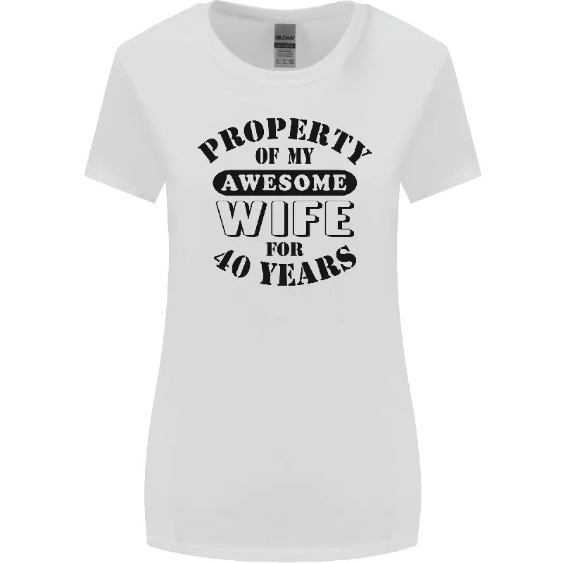 40th Wedding Anniversary 40 Year Funny Wife Womens Wider Cut T-Shirt Silk Blend Satin Velvet 40th Wedding Anniversary 40 Year Funny Wife Womens Wider Cut T-Shirt Silk Blend Satin Velvet