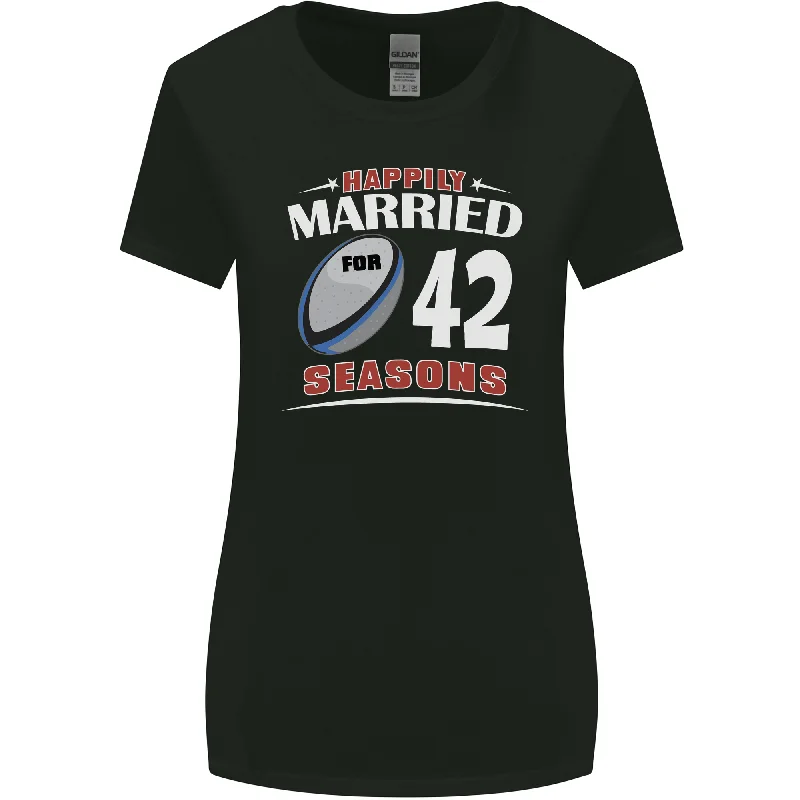42 Year Wedding Anniversary 42nd Rugby Womens Wider Cut T-Shirt Zippered Front Buttoned Front Snap Front 42 Year Wedding Anniversary 42nd Rugby Womens Wider Cut T-Shirt Zippered Front Buttoned Front Snap Front