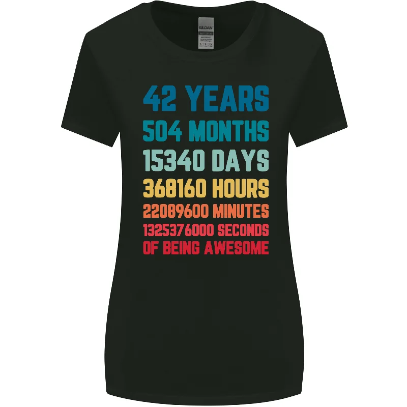 42nd Birthday 42 Year Old Womens Wider Cut T-Shirt Real Fur Shearling Chenille