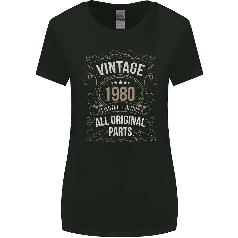 43rd Birthday Limited Edition 1980 Womens Wider Cut T-Shirt Ribbed T-Shirt High Neck Heavyweight 43rd Birthday Limited Edition 1980 Womens Wider Cut T-Shirt Ribbed T-Shirt High Neck Heavyweight