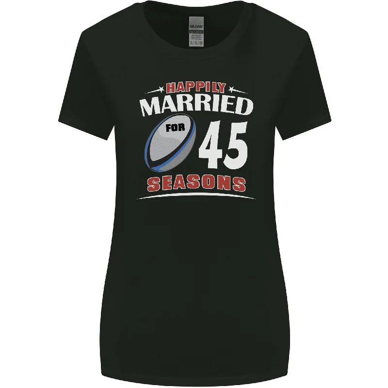 45 Year Wedding Anniversary 45th Rugby Womens Wider Cut T-Shirt Seamless Knitted Crochet 45 Year Wedding Anniversary 45th Rugby Womens Wider Cut T-Shirt Seamless Knitted Crochet