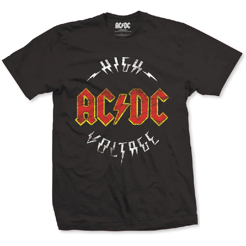 AC/DC | Official Band T-Shirt | High Voltage Solid Print Embellished