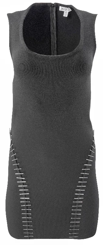 Alaïa Pin Embroidered Mini Dress in Black Cozy Ribbed Mini Dress