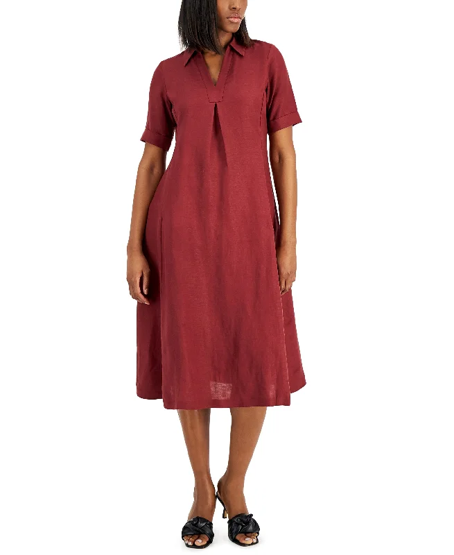 Alfani Cuffed Sleeve Midi Dress Trendy Smocked Detail Midi Dress