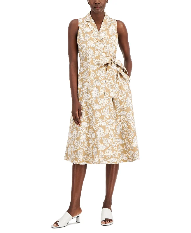 Alfani Womens Wrap Midi Dress Trendy Mock Neck Midi Dress