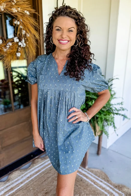 Autumn Blues Mini Dress Comfortable Bodycon Mini Dress