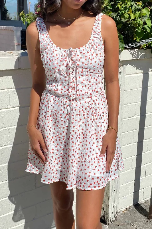 Apple Print Corset Mini Dress Cozy Satin Mini Dress