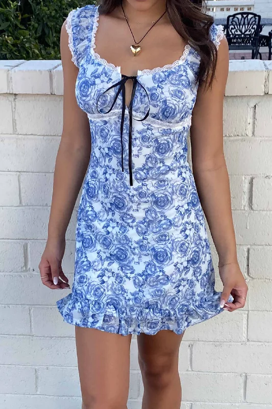 Mesh & Lace Floral Mini Dress Elegant Satin Lace Mini Dress
