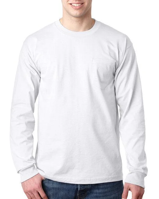 Bayside Adult 6.1 oz., 100% Cotton Long Sleeve Pocket T-Shirt BA8100 Boxy Fit Fitted Loose Bayside Adult 6.1 oz., 100% Cotton Long Sleeve Pocket T-Shirt BA8100 Boxy Fit Fitted Loose
