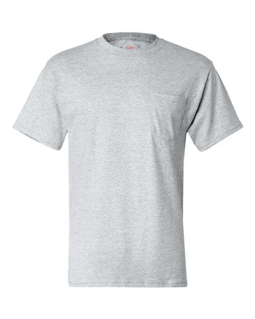 Hanes Beefy-T® Pocket T-Shirt 5190 Chenille Blend Fleece Blend Nylon Blend