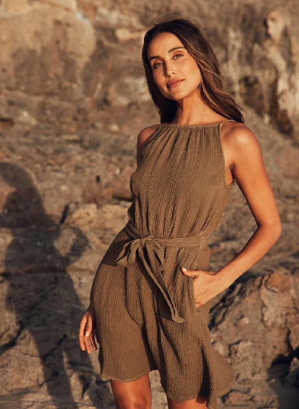 Bella Dahl Smocked Waist Mini Dress Chic Sleeveless Mini Dress