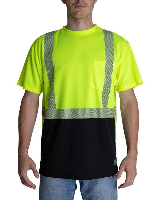 Berne Unisex Hi-Vis Class 2 Color Blocked Pocket T-Shirt HVK017 Zippered Front Buttoned Front Snap Front Berne Unisex Hi-Vis Class 2 Color Blocked Pocket T-Shirt HVK017 Zippered Front Buttoned Front Snap Front