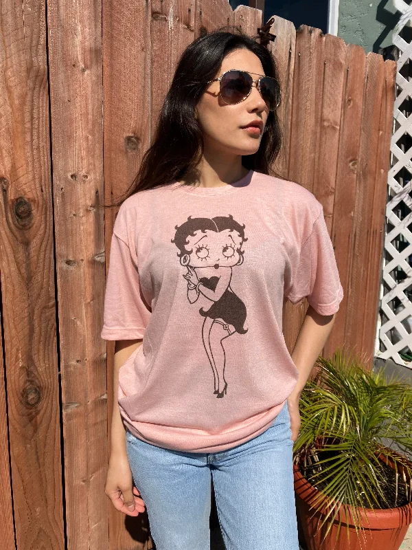Betty Boop Graphic T-shirt Chenille Blend Fleece Blend Nylon Blend