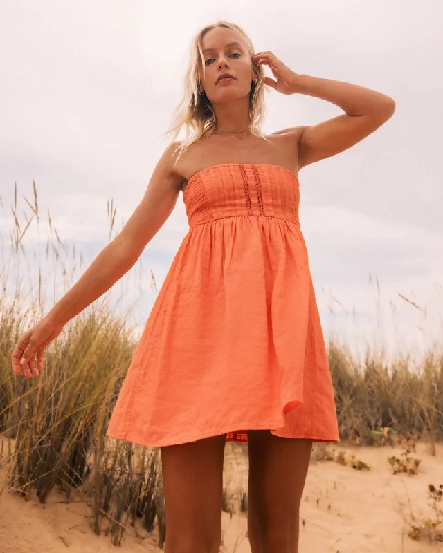 Billabong Summers End Mini Dress - SWEET PAPAYA Trendy A-Line Mini Dress