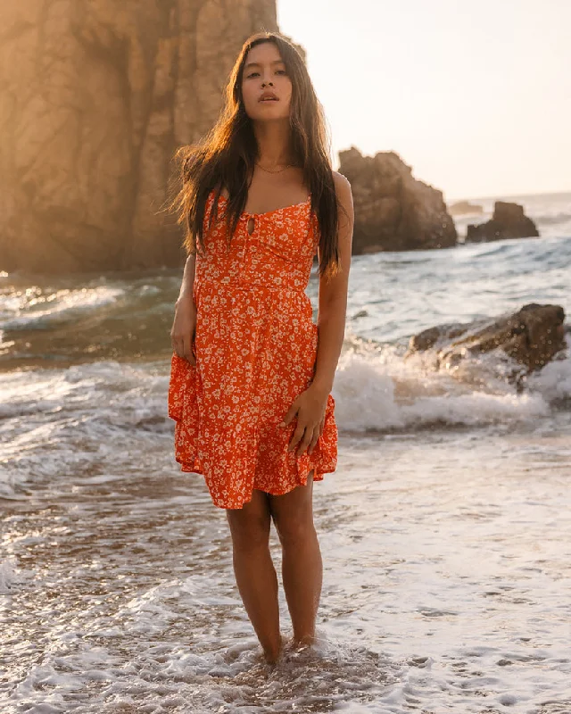 Billabong Texas Mini Dress - PAPAYA Stylish Floral Print Mini Dress