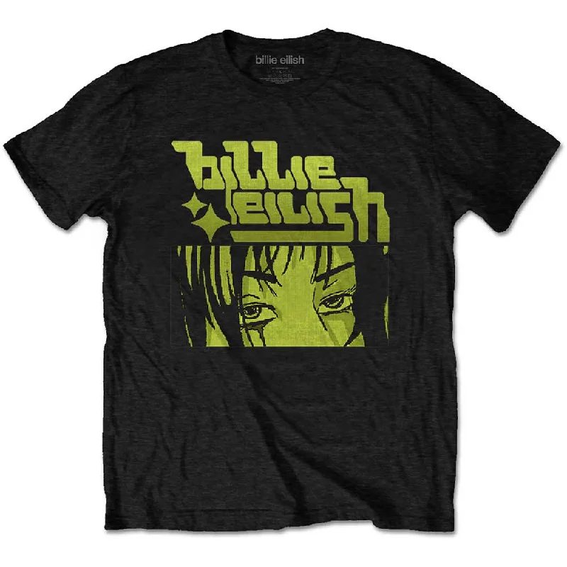 Billie Eilish | Official Band T-Shirt | Anime Logo Ribbed T-Shirt High Neck Heavyweight Billie Eilish | Official Band T-Shirt | Anime Logo Ribbed T-Shirt High Neck Heavyweight