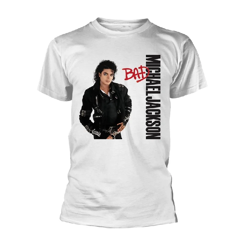Michael Jackson Unisex T-shirt: Bad (White) Rayon Velvet Corduroy