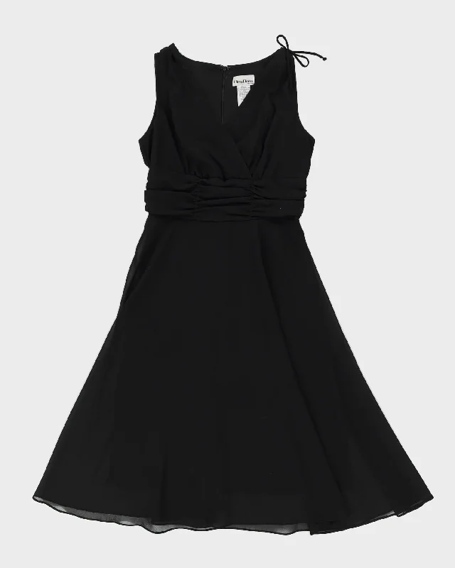 Black Crepe Midi Dress - L Stylish Striped Midi Dress