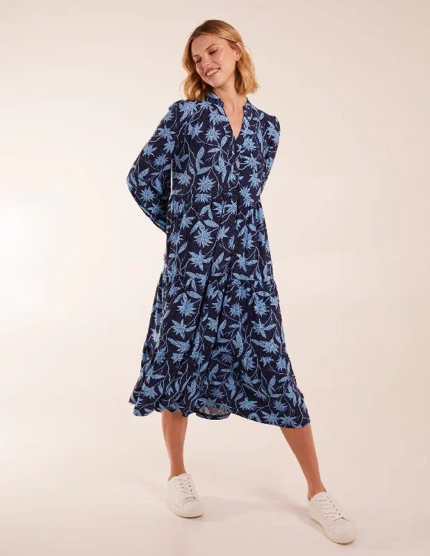 Collar Trapeze Midi Dress Elegant Faux Wrap Midi Dress
