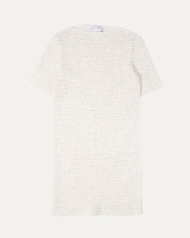 Short Sleeved Crochet Cut-Out Mini Dress Cozy A-Line Mini Dress