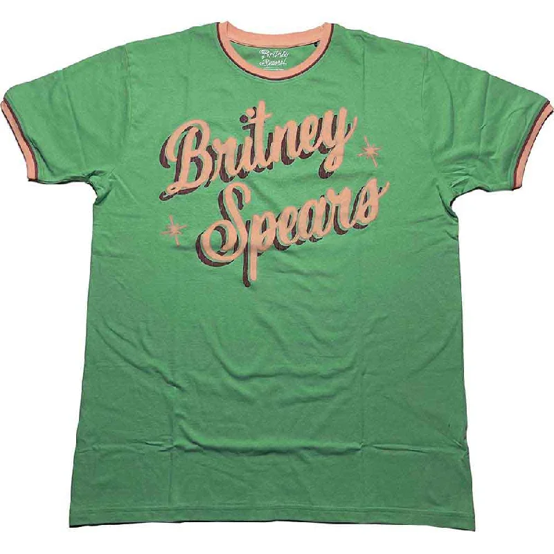 Britney Spears Unisex Ringer T-Shirt: Retro Text Polka Dot Checkered Tartan