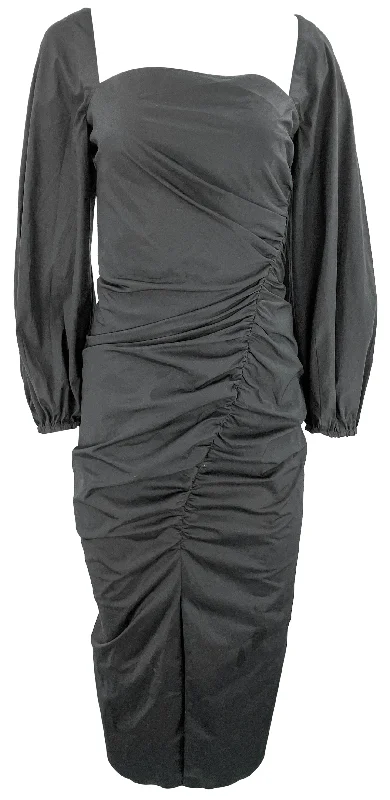 Carolina Herrera Balloon Sleeve Ruched Midi Dress in Black Fashionable Skater Midi Dress Carolina Herrera Balloon Sleeve Ruched Midi Dress in Black Fashionable Skater Midi Dress