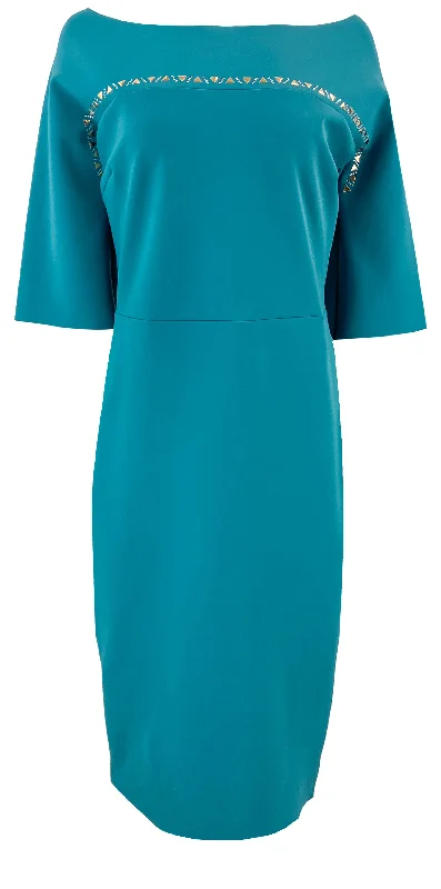 Chiara Boni Panfilia Embellished Midi Dress in Avio Trendy Smocked Waist Midi Dress