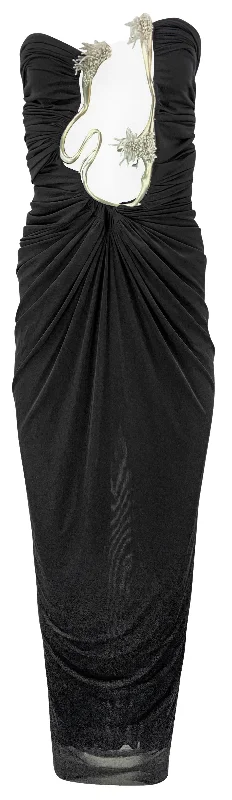 Christopher Esber Urchin Midi Dress in Black Cozy Ribbed Knit Midi Dress