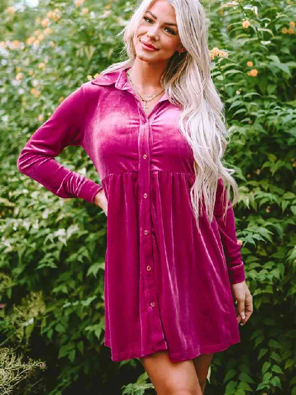 Collared Neck Buttoned Mini Dress Chic Sleeveless Mini Dress