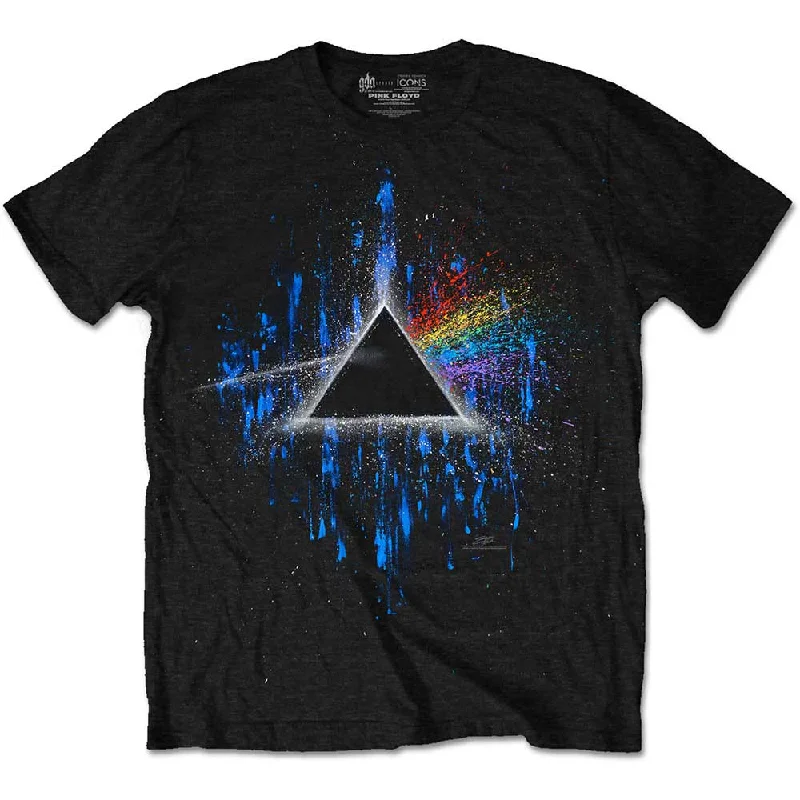 Pink Floyd | Official Band T-Shirt | Dark Side of the Moon Blue Splatter Cotton Fabric Linen Fabric Terry Fabric Pink Floyd | Official Band T-Shirt | Dark Side of the Moon Blue Splatter Cotton Fabric Linen Fabric Terry Fabric